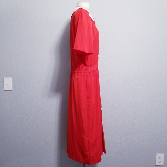 Vintage 80's 90's retro Albert Nipon red white secretary office party dress 12 - Picture 4 of 8
